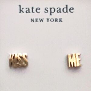 Kate Spade Kiss Me Goldtone Stud Earrings - Perfect for St Patrick’s Day!
